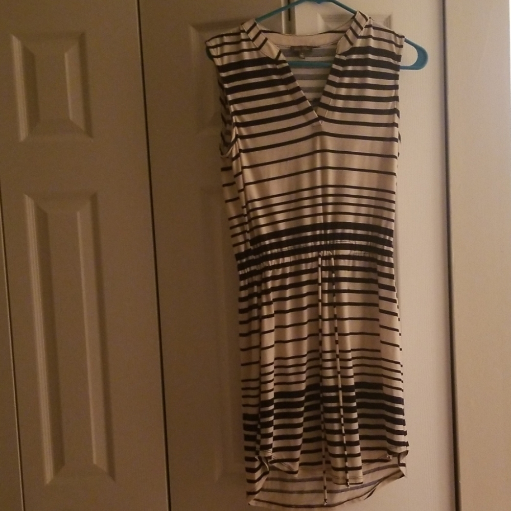 Navy blue and creamy white dress